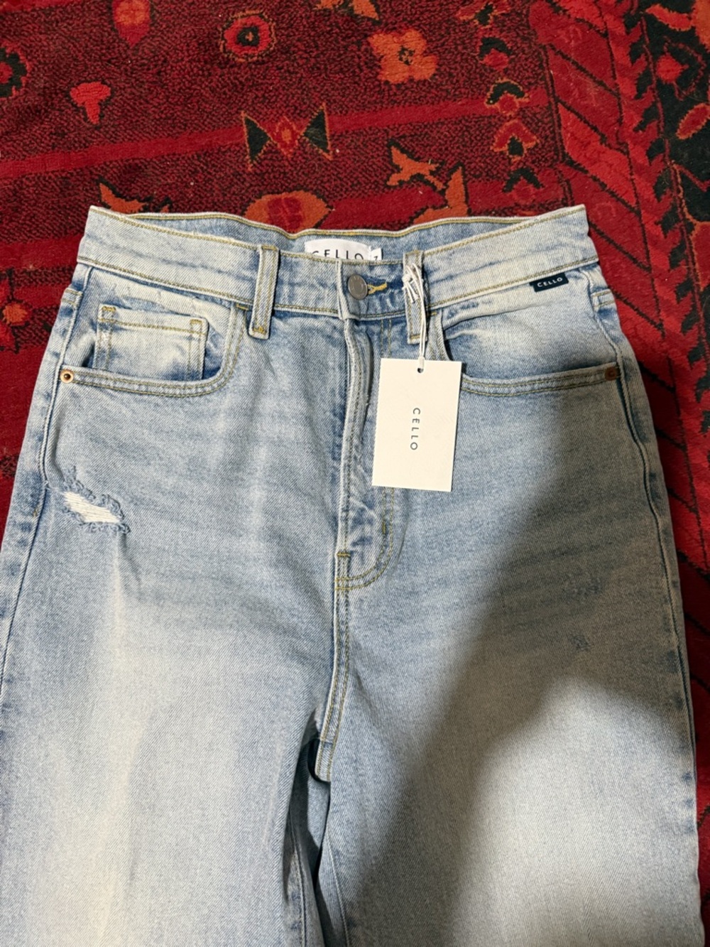Cello Light Blue Straight Leg Distressed Jeans - Picture 3 of 4